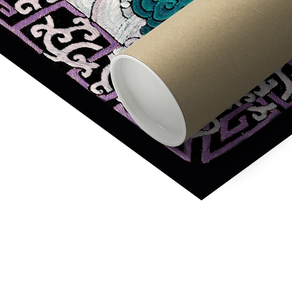 Qing Dynasty, Chinese Mythology Silk Embroidery Pheasant Mandarin Square Antique Vintage Fine Art Print