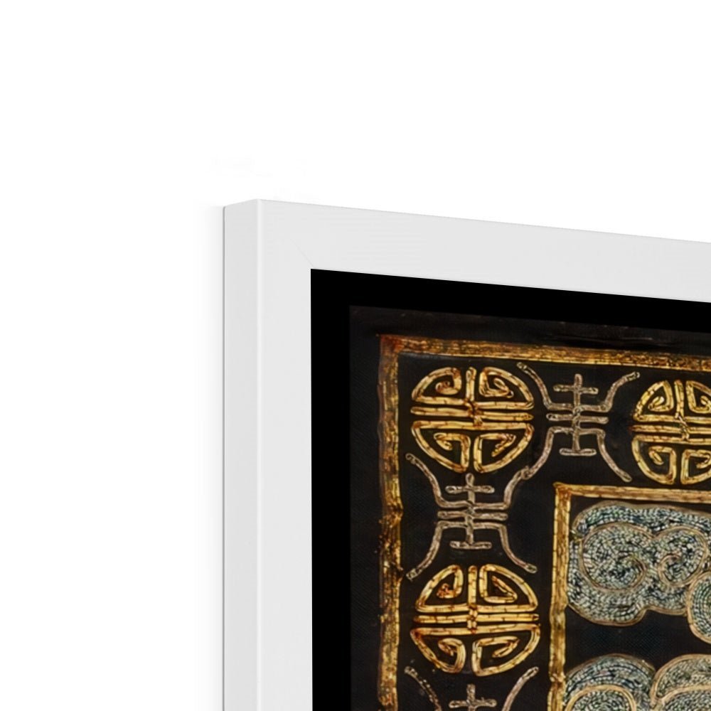 Qing Dynasty, Chinese Silk Embroidery Heron Mandarin Bird Square Antique Asian Vintage Framed Art Print