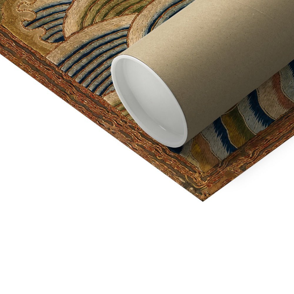 Qing Dynasty, Chinese Silk Embroidery | Leopard Lion Cat Lover Panther Mandarin Square Thangka | Vintage Fine Art Print