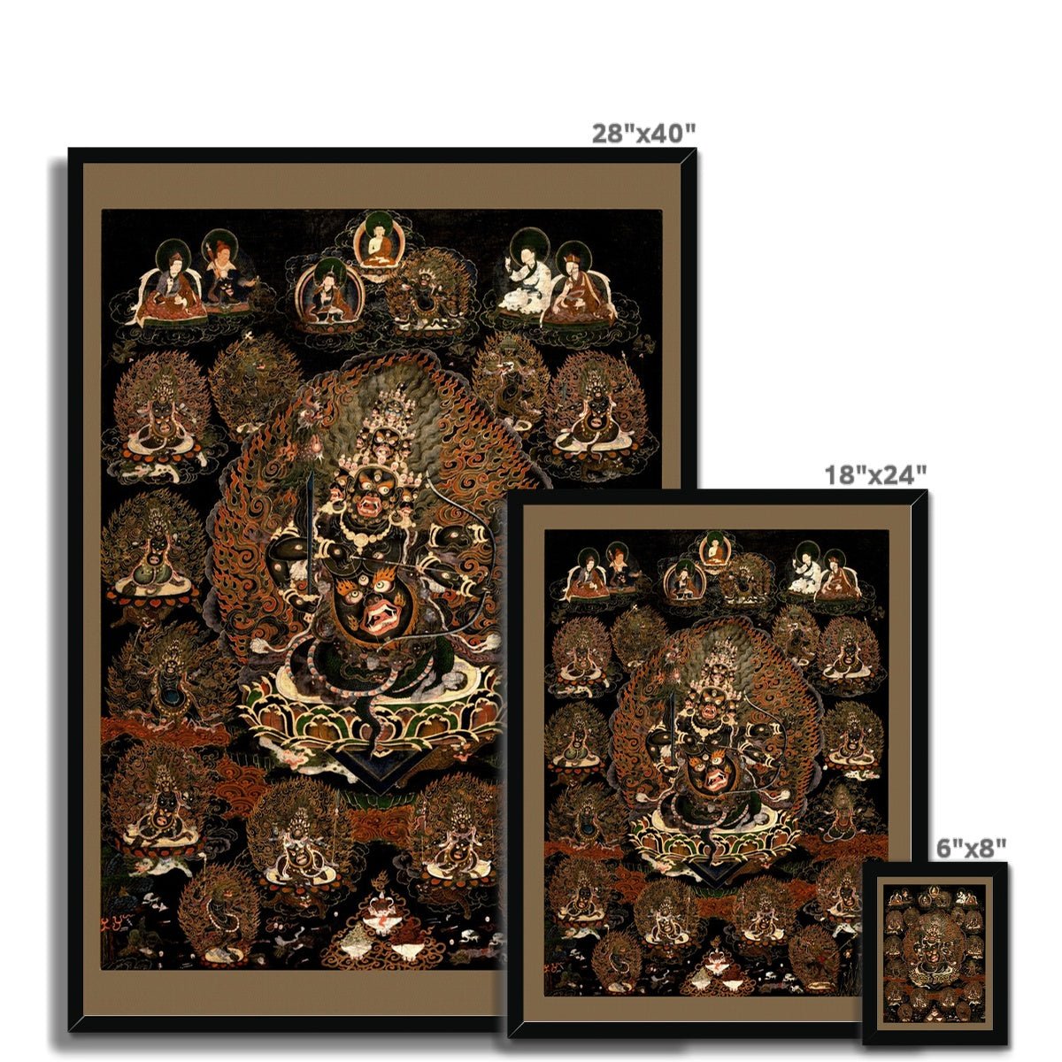 Rahula and His Assembly | Tibetan Buddhist Dharma Protector | Vajrayana Mahayana Meditation Bodhisattva Vintage Framed Art Print