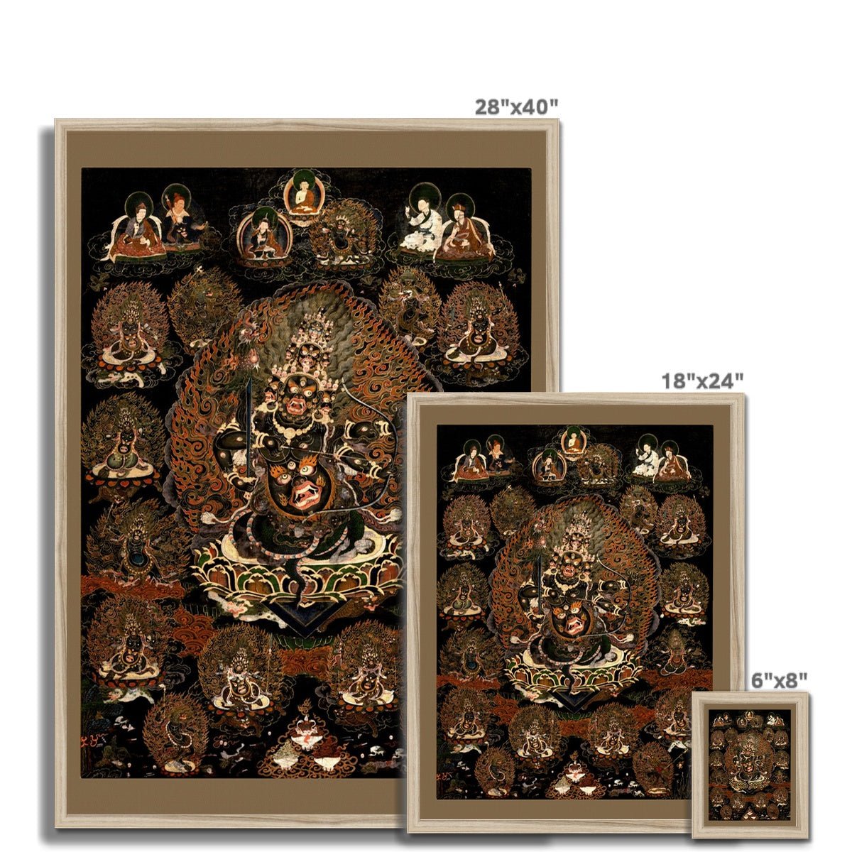 Rahula and His Assembly | Tibetan Buddhist Dharma Protector | Vajrayana Mahayana Meditation Bodhisattva Vintage Framed Art Print