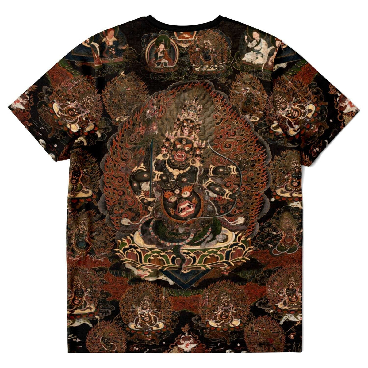 Rahula: Three Treasure Protector of Tibetan Buddhism Thangka Antique Wrathful Deity Vintage Folk Art T-Shirt Tee