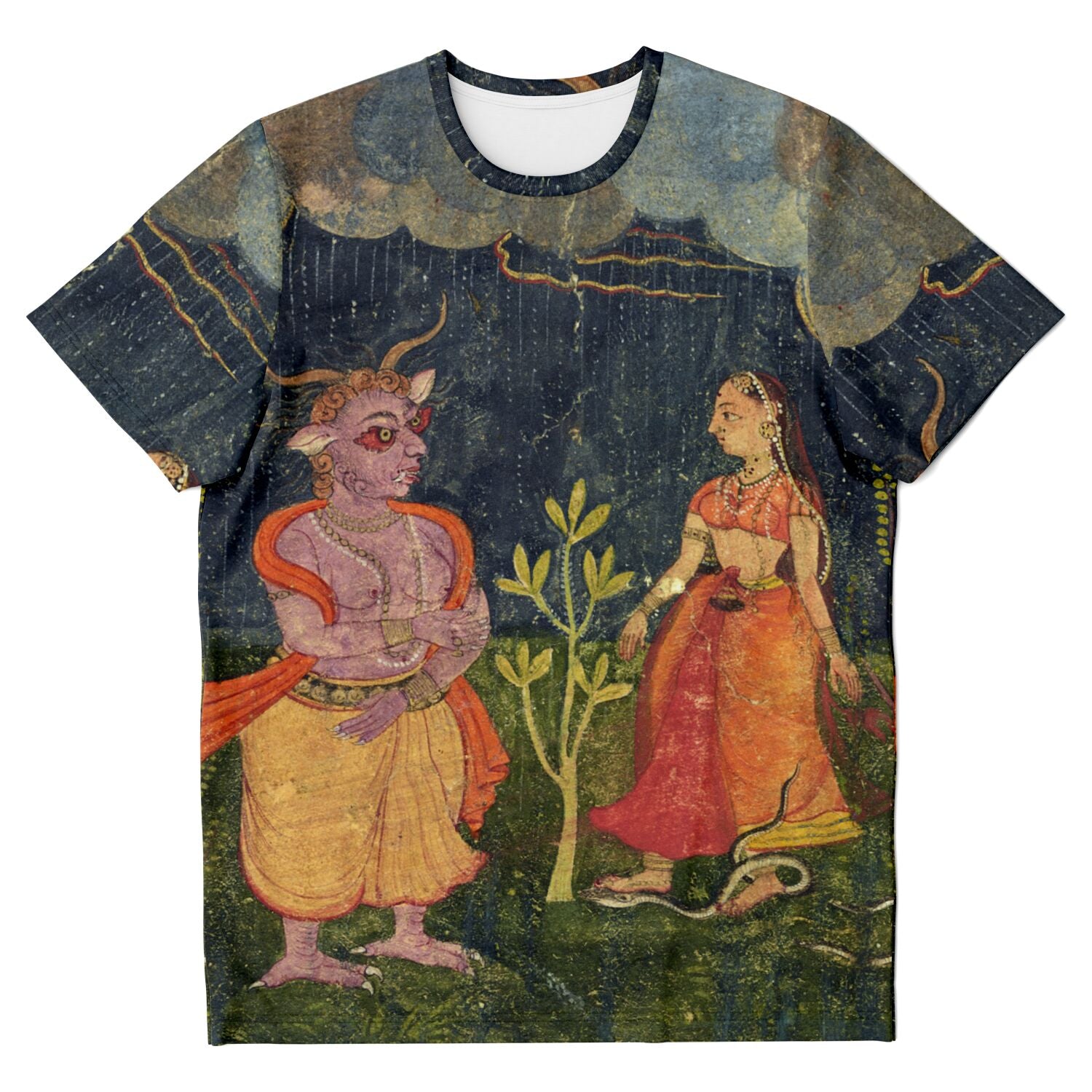 T-shirt XS Rakshasas: Shape-Shifting Demons, Supernatural Deities of Indian Mythology | Vintage Hindu Folklore Graphic Art T-Shirt