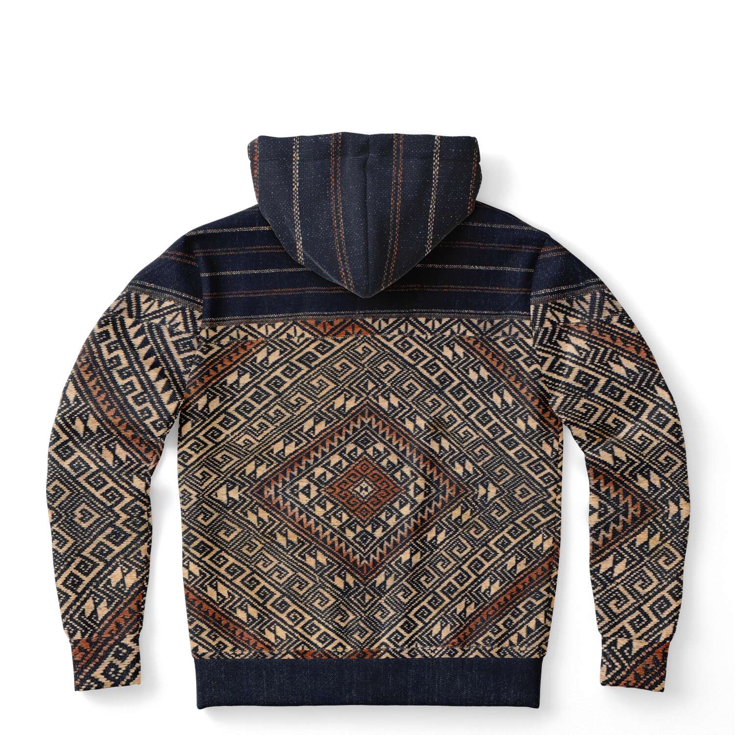 Fashion Hoodie - AOP XS Rare Miao Traditional Textile | SE Asian Batik Ikat Vintage Gift | Boho Kuba, Kilim, Ethnic Shaman Jacket | Pullover Tribal Hoodie