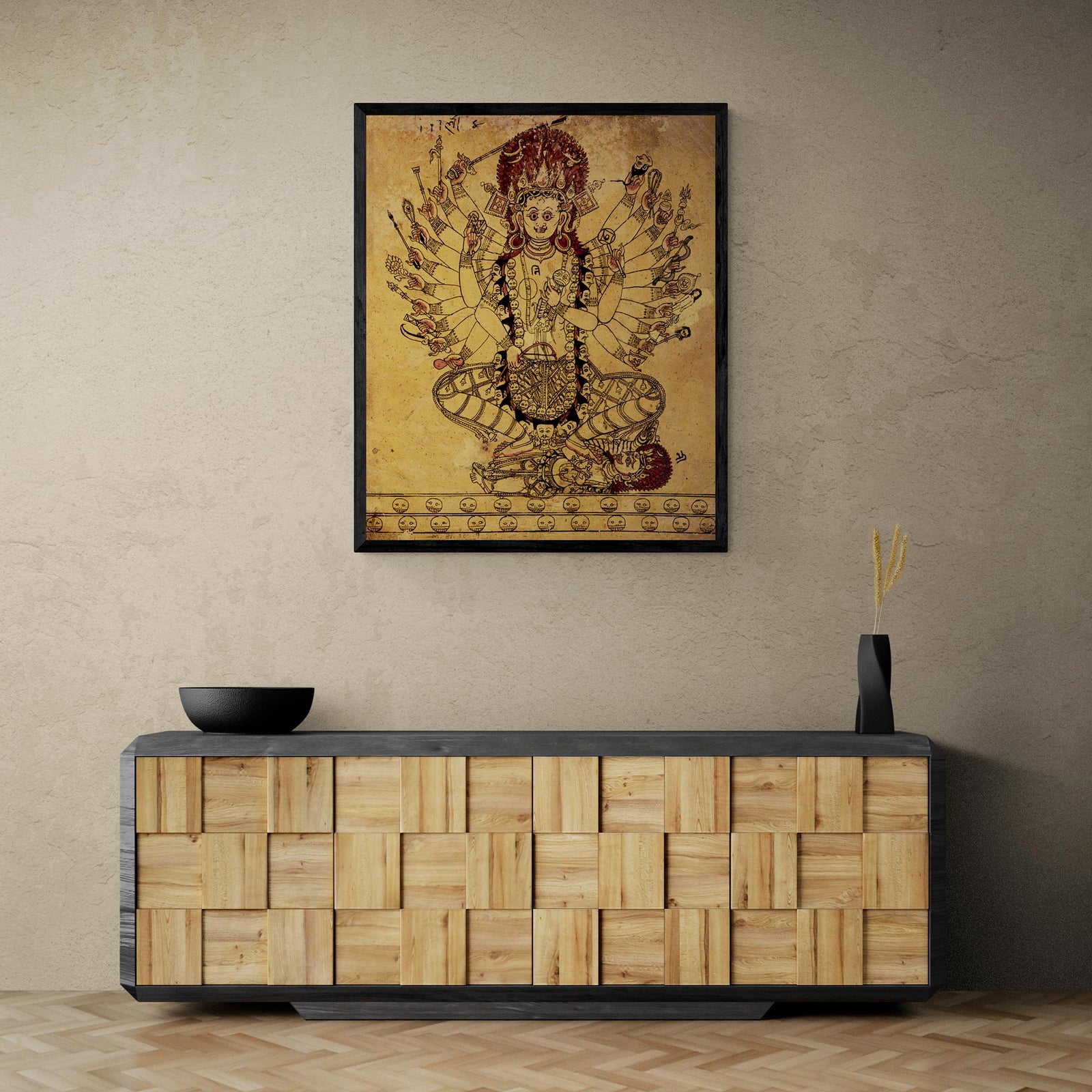 Rare Tantric Form of the Hindu Goddess Kali 18th Century Vedic Fine Art Print