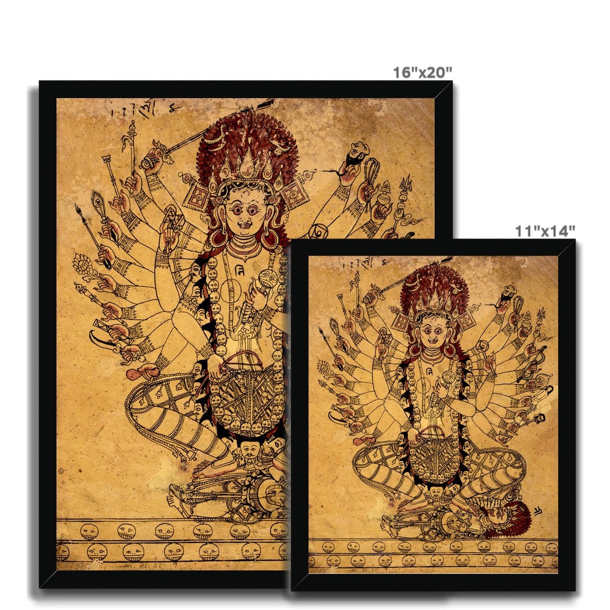 Framed Print Rare Tantric Form of the Hindu Goddess Kali Vedic Antique Shiva Vishnu Rama Krishna Framed Art Print