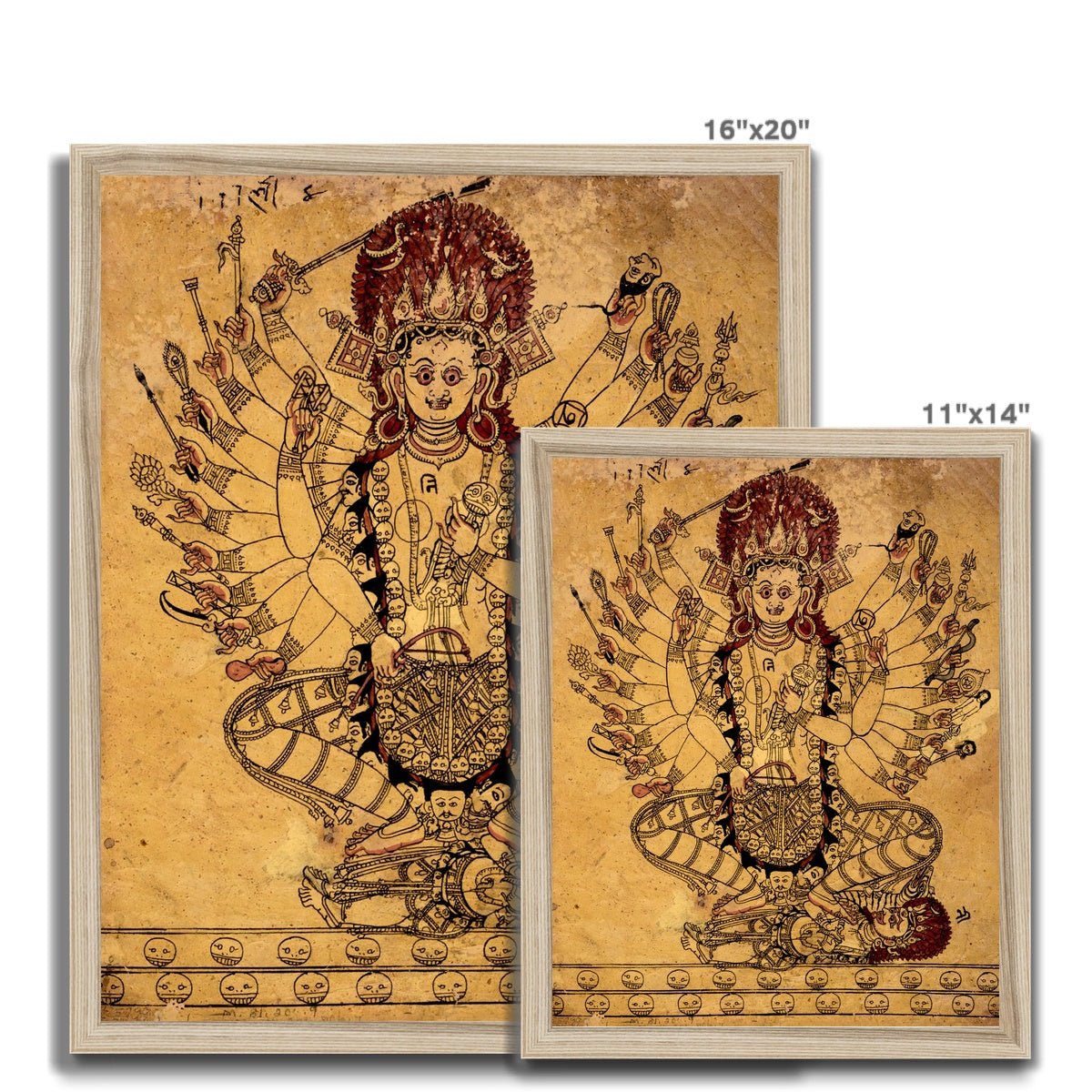 Rare Tantric Form of the Hindu Goddess Kali Vedic Antique Shiva Vishnu Rama Krishna Framed Art Print