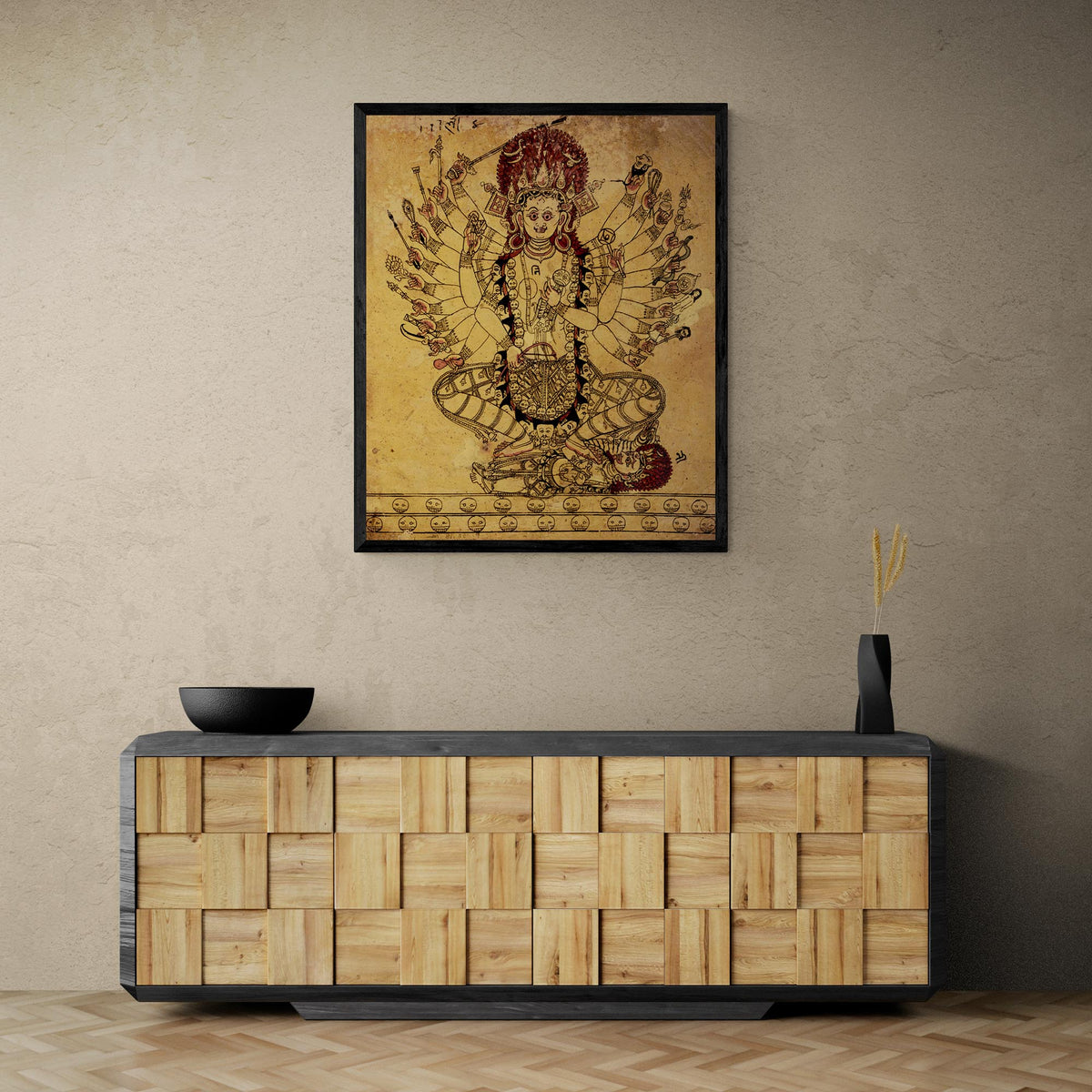 Rare Tantric Form of the Hindu Goddess Kali Vedic Antique Shiva Vishnu Rama Krishna Framed Art Print