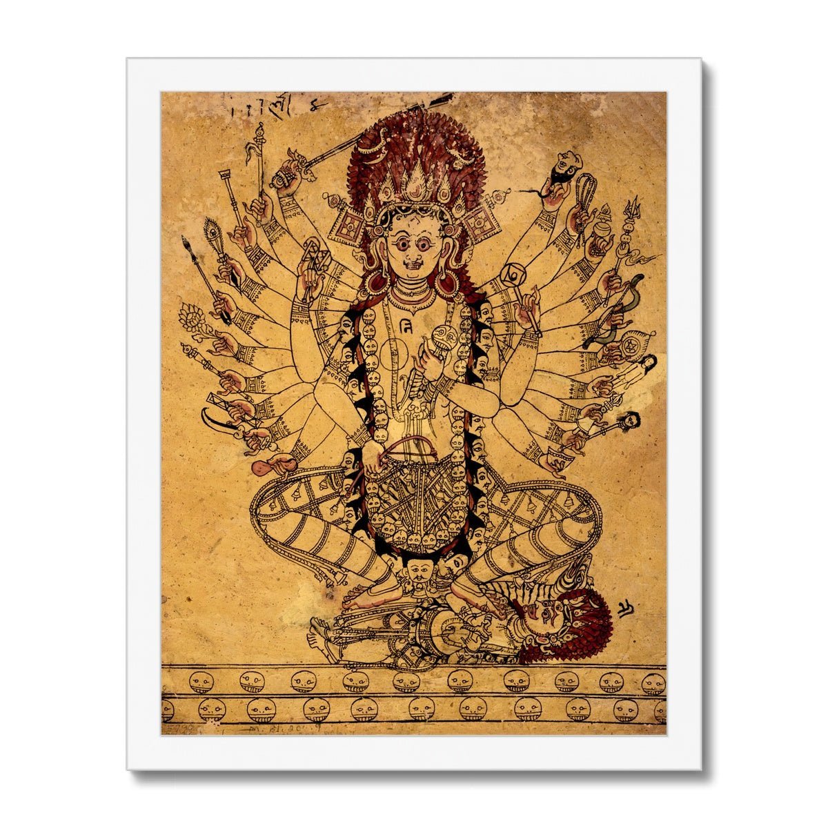 Framed Print 11"x14" / White Frame Rare Tantric Form of the Hindu Goddess Kali Vedic Antique Shiva Vishnu Rama Krishna Framed Art Print