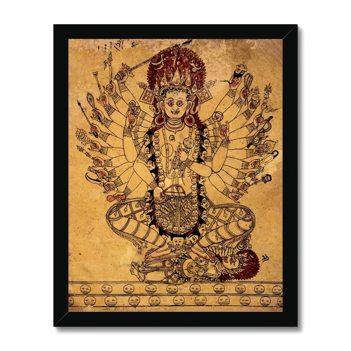 Framed Print 11"x14" / Black Frame Rare Tantric Form of the Hindu Goddess Kali Vedic Antique Shiva Vishnu Rama Krishna Framed Art Print