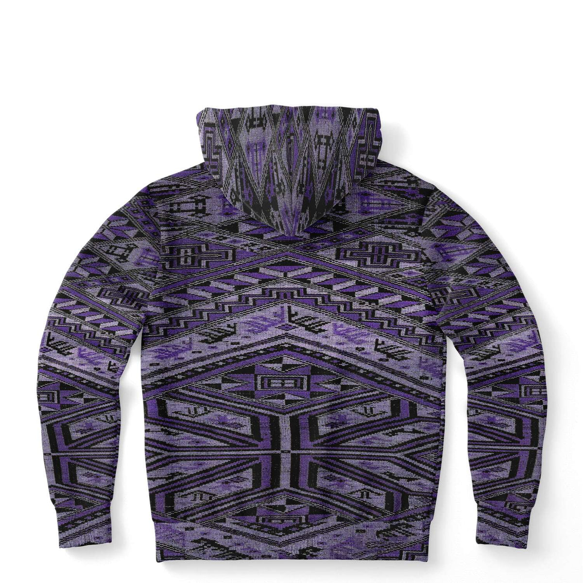 Rare Unisex Ikat-Inspired Ethnic Purple Violet Bohemian Hippy Batik Thai Bali Indonesia SE Asian Textile Design Tribal Pullover Hoodie