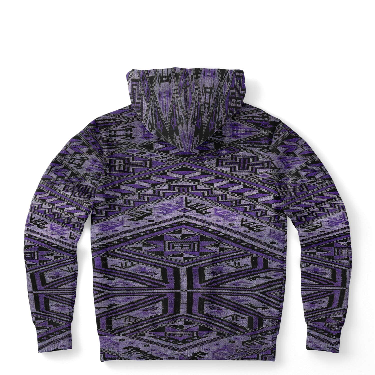 Fashion Hoodie - AOP Rare Unisex Ikat-Inspired Ethnic Purple Violet Bohemian Hippy Batik Thai Bali Indonesia SE Asian Textile Design Tribal Pullover Hoodie