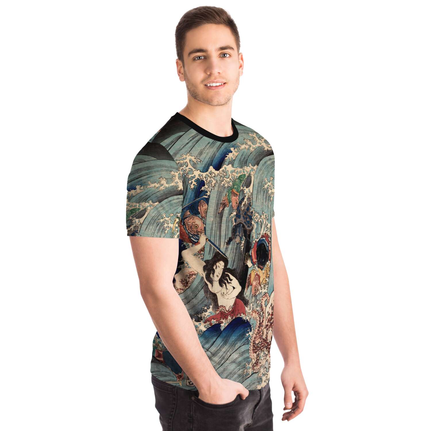 Recovering The Stolen Jewel from the Palace of the Dragon King | Japanese Folklore, Mythology, Kawaii Ukiyo-e Woodblock Print T-Shirt Tee