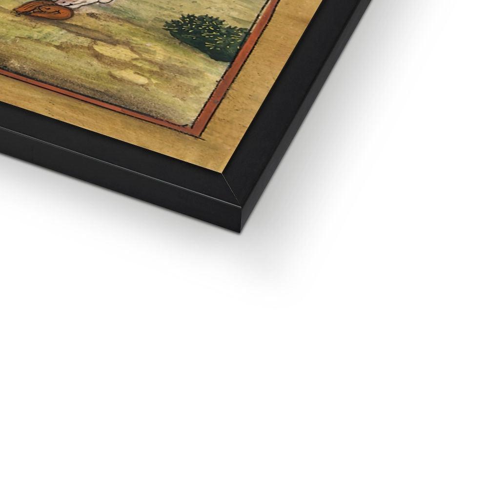 Remastered Mughal-Period Indian Demon Leading a Surreal Composite Sheep | Persian Folklore Mythology Islamic Framed Art Print