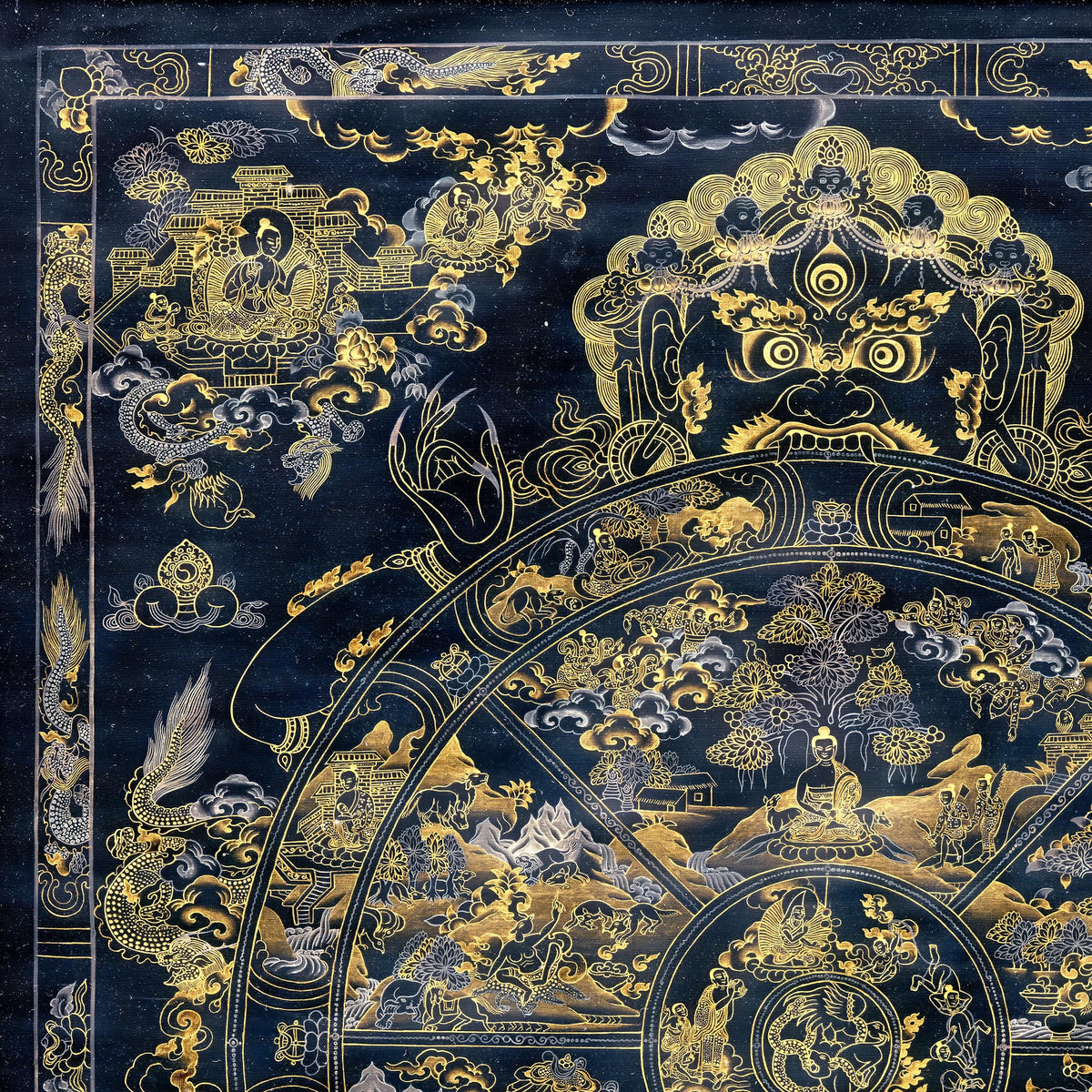 Bhavacakra Wheel of Life Tibetan Nepal Karma Cosmology | Vajrayana Meditation Thangka Fine Art Print