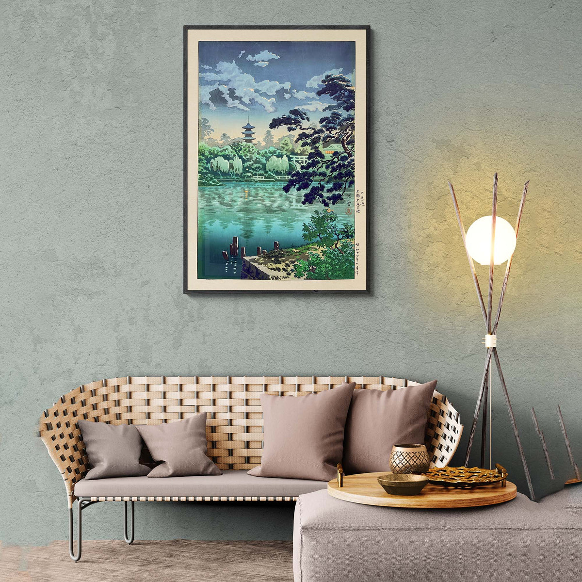 Shinobazu Pond in Ueno: Tsuchiya Koitsu | Vintage Edo Period Japanese Ukiyo-e Temple and Atmospheric Landscape Fine Art Print