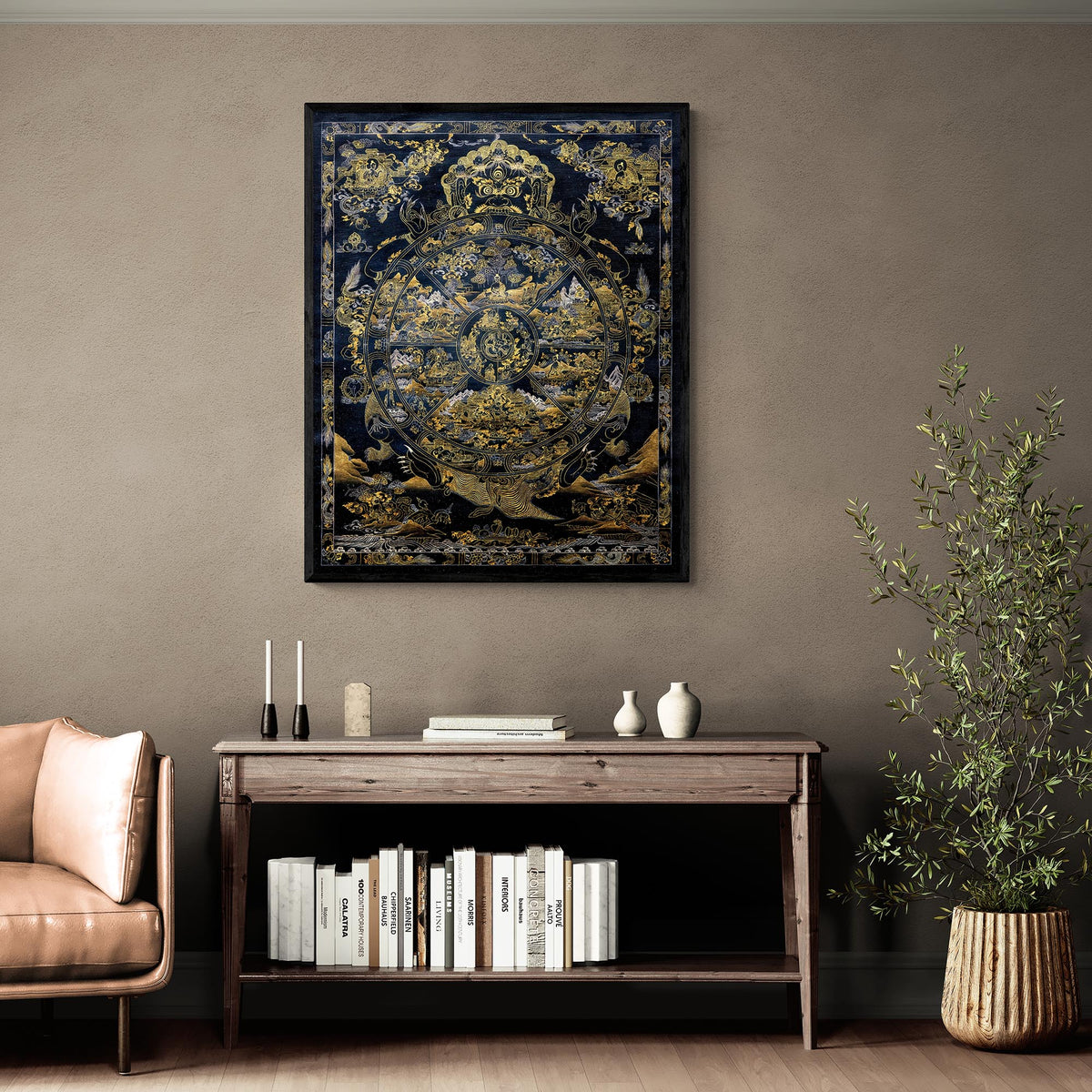 Bhavacakra Wheel of Life Tibetan Nepal Karma Cosmology | Vajrayana Meditation Thangka Fine Art Print