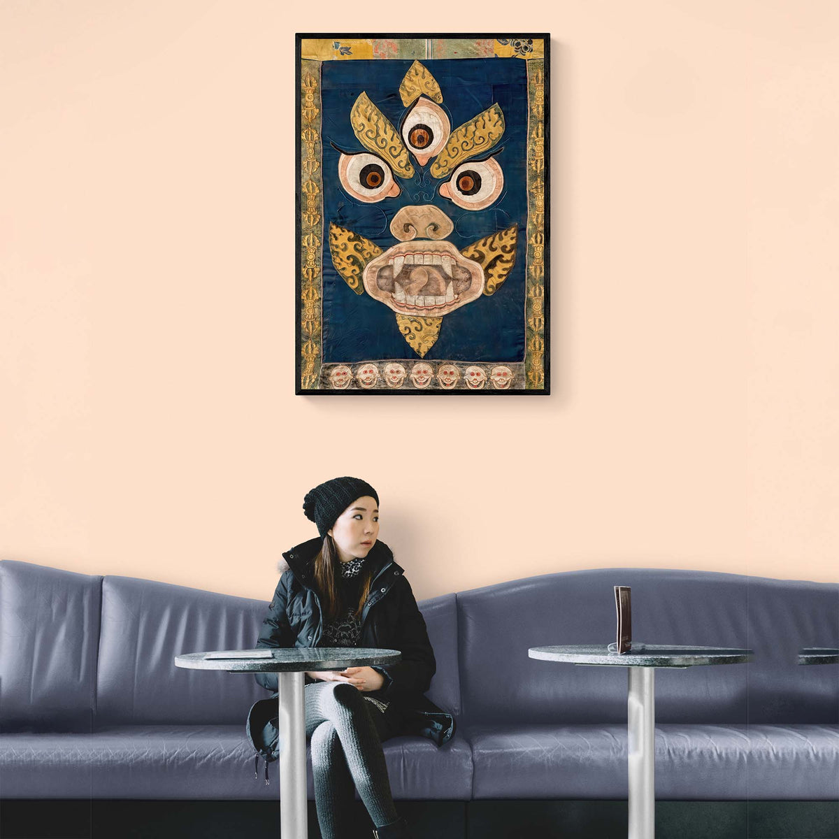 Yellow Mahakala: Wrathful Ancient Tibetan Deity | Devotional Temple Wall Art | Altar Room Meditation Fine Art Print