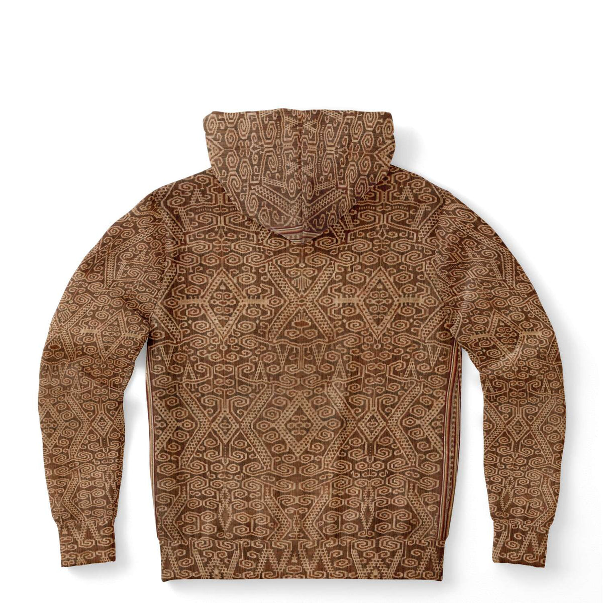 Rustic Ikat-Inspired Tan Boho Hippy Sacred Geometry Ethnic Asian Vintage Tribal Folk Art Pullover Hoodie