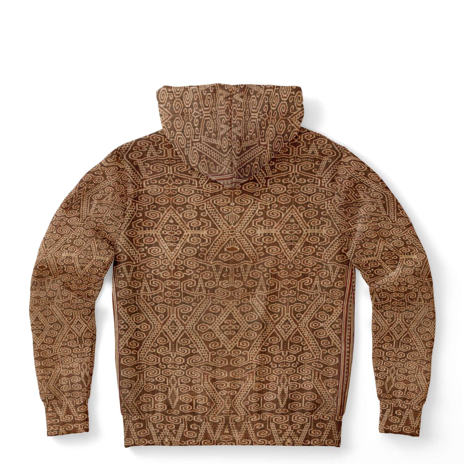 Rustic Ikat-Inspired Tan Boho Hippy Sacred Geometry Ethnic Asian Vintage Tribal Folk Art Pullover Hoodie