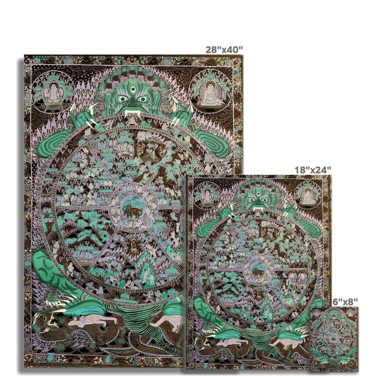 Samsara: The Circle Of Life Tibetan Buddhist Dharma Thangka Transmigration Wheel | Reincarnation Yoga Hindu Fine Art Print