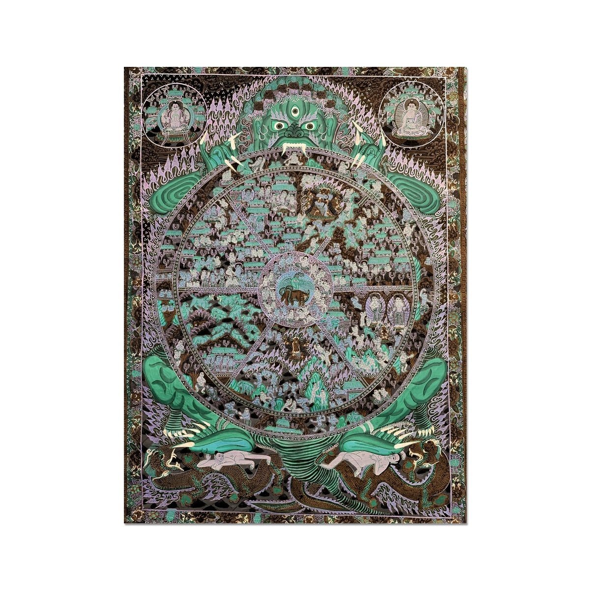 giclee Samsara: The Circle Of Life Tibetan Buddhist Dharma Thangka Transmigration Wheel | Reincarnation Yoga Hindu Fine Art Print