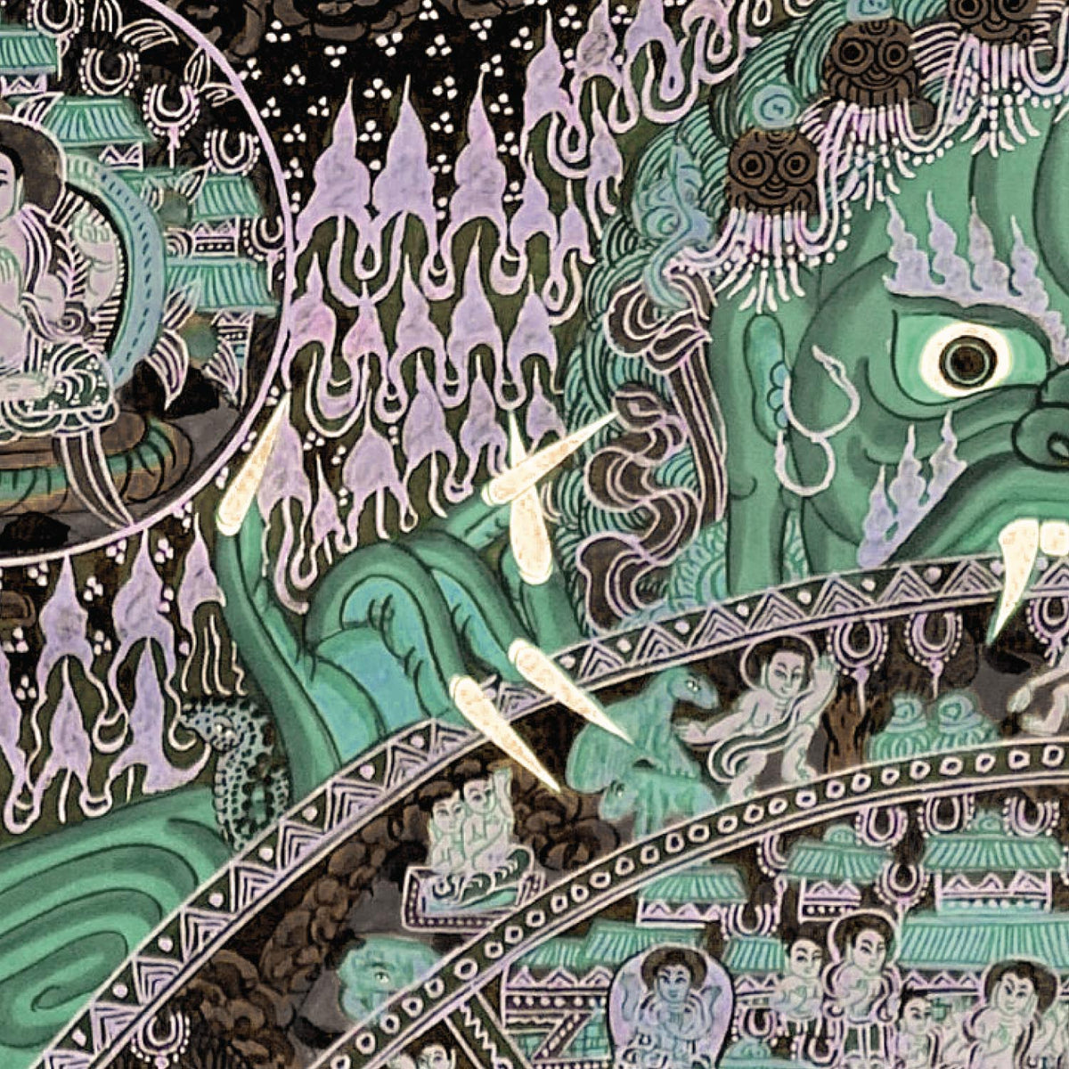 Samsara: The Circle of Transmigration Tibetan Buddhist Thangka Antique Framed Art Print