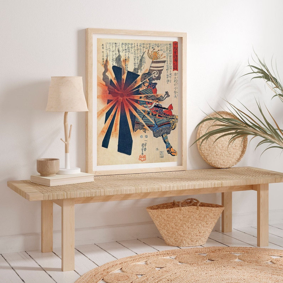 Samurai Art: Honjo Shigenaga Parrying an Exploding Shell w His Katana | Kuniyoshi Vintage Japanese Ukiyo-e Fine Art Print