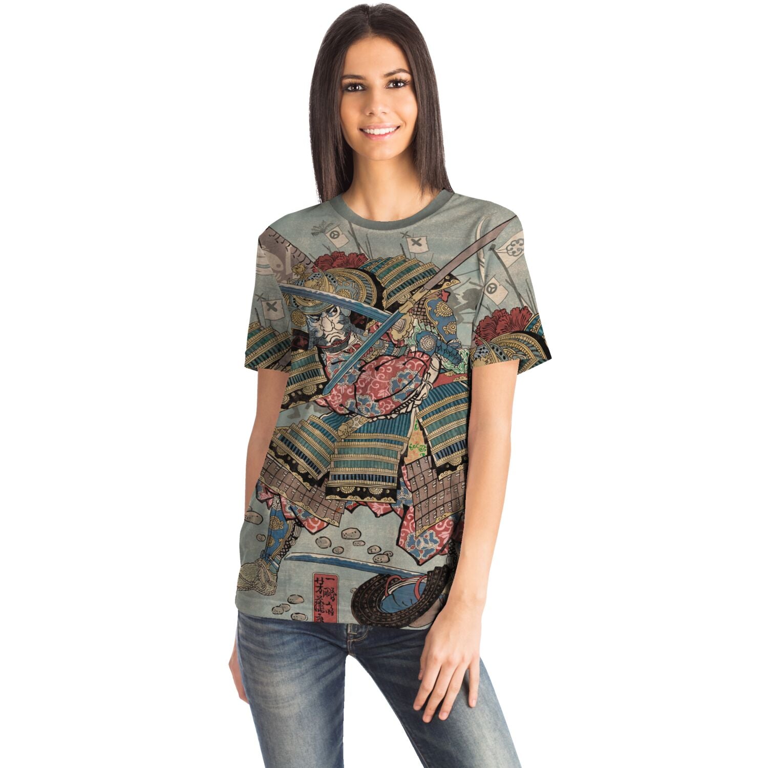 Samurai T-Shirt | Blue Ronin Ukiyo-e Edo Japan | Utagawa Yoshifuji Ninja, Japanese Warrior| Vintage Wood Block Print Graphic Art Tee