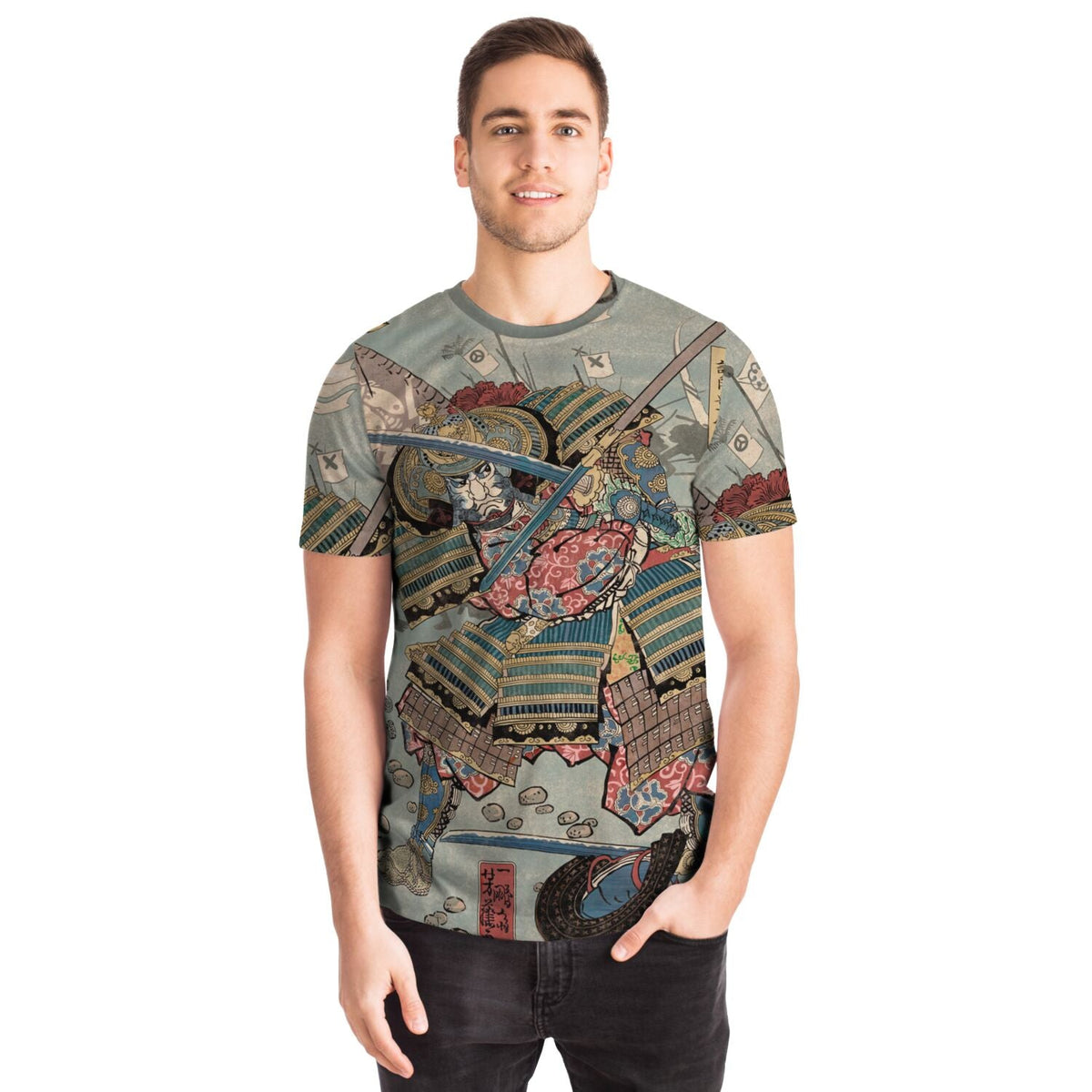 Samurai T-Shirt | Blue Ronin Ukiyo-e Edo Japan | Utagawa Yoshifuji Ninja, Japanese Warrior| Vintage Wood Block Print Graphic Art Tee