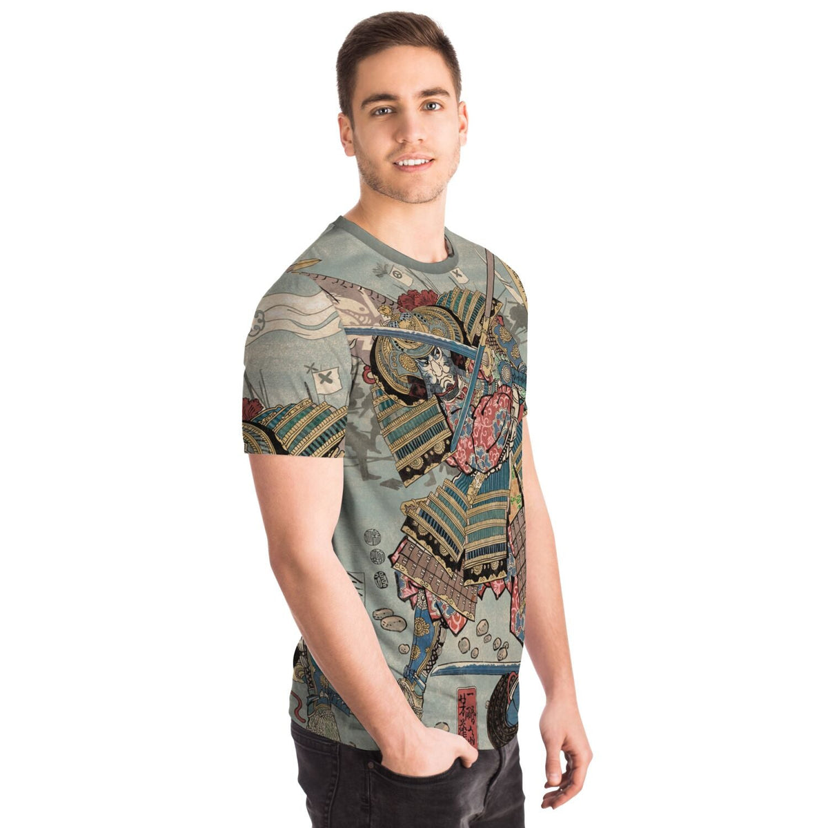 Samurai T-Shirt | Blue Ronin Ukiyo-e Edo Japan | Utagawa Yoshifuji Ninja, Japanese Warrior| Vintage Wood Block Print Graphic Art Tee