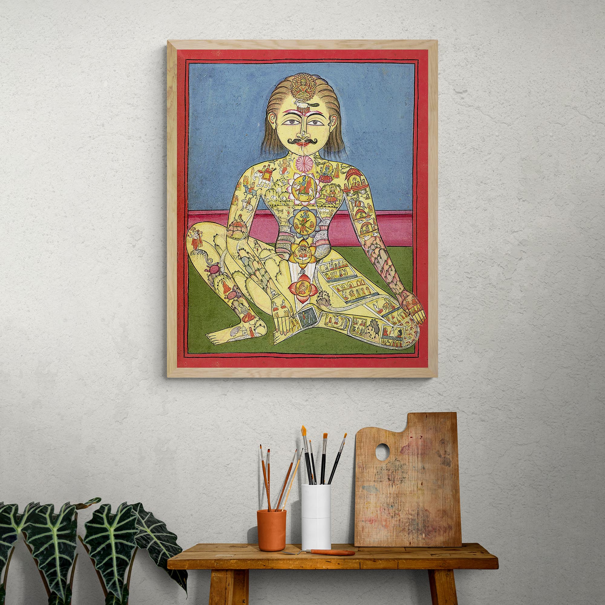 Sapta Chakra Print, Kundalini Yoga, Tibetan Indian Nadi, Cosmic Spiritual Energy Chart, Vintage Fine Art Print