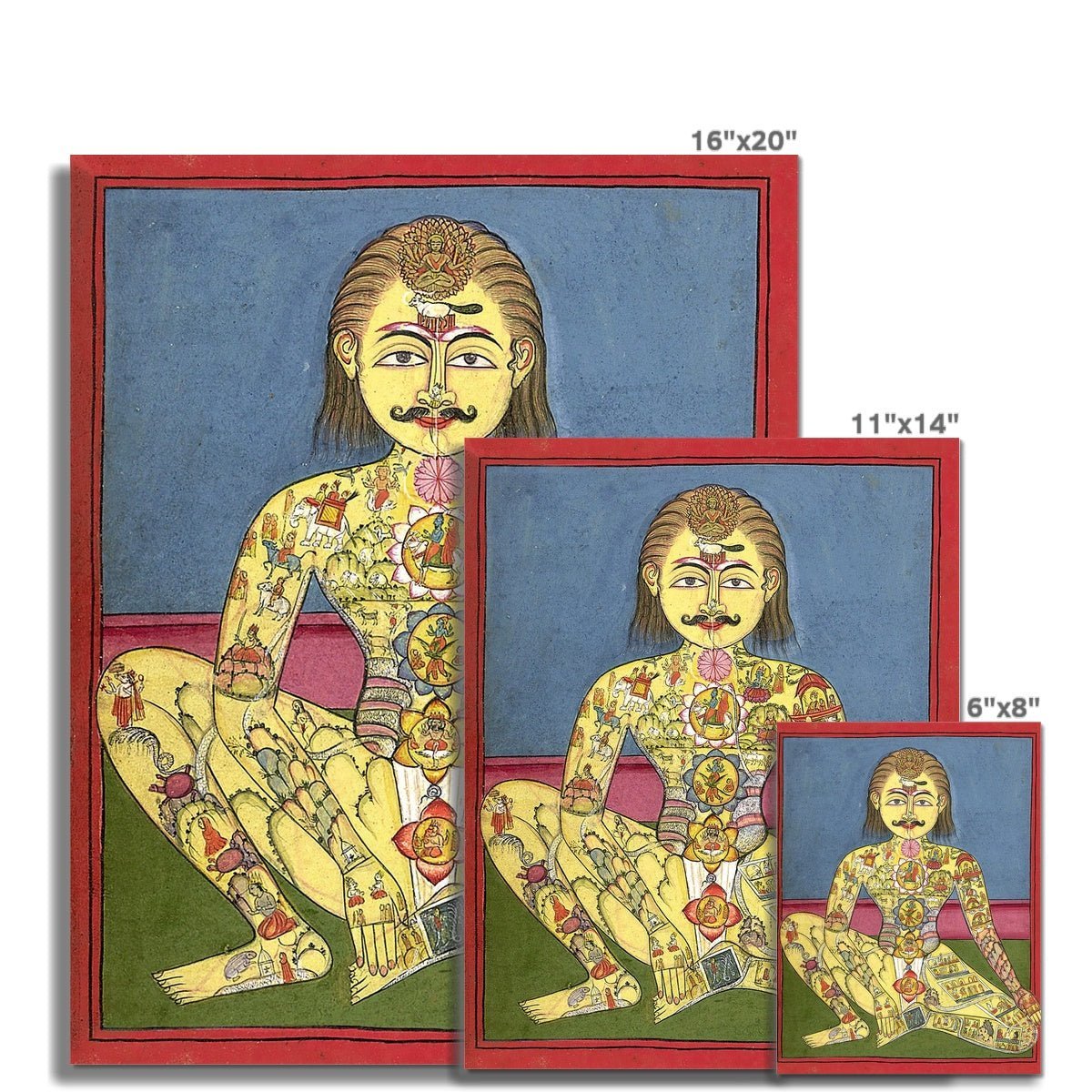 giclee Sapta Chakra Print, Kundalini Yoga, Tibetan Indian Nadi, Cosmic Spiritual Energy Chart, Vintage Fine Art Print