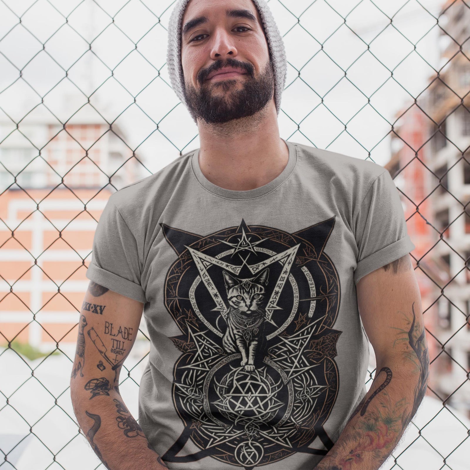 Satanic Cat Named Whiskers | Maybe Today Satan! | Church of Satan, Cute Occult Graphic Art T-shirt