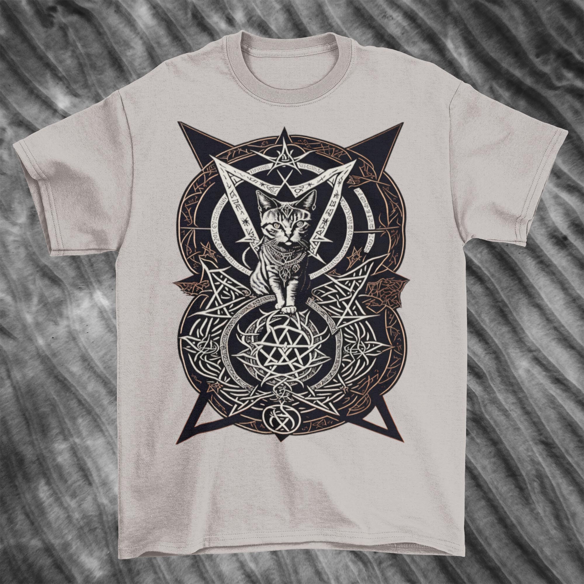 T-Shirts Satanic Cat Named Whiskers | Maybe Today Satan! | Church of Satan, Cute Occult Graphic Art T-shirt