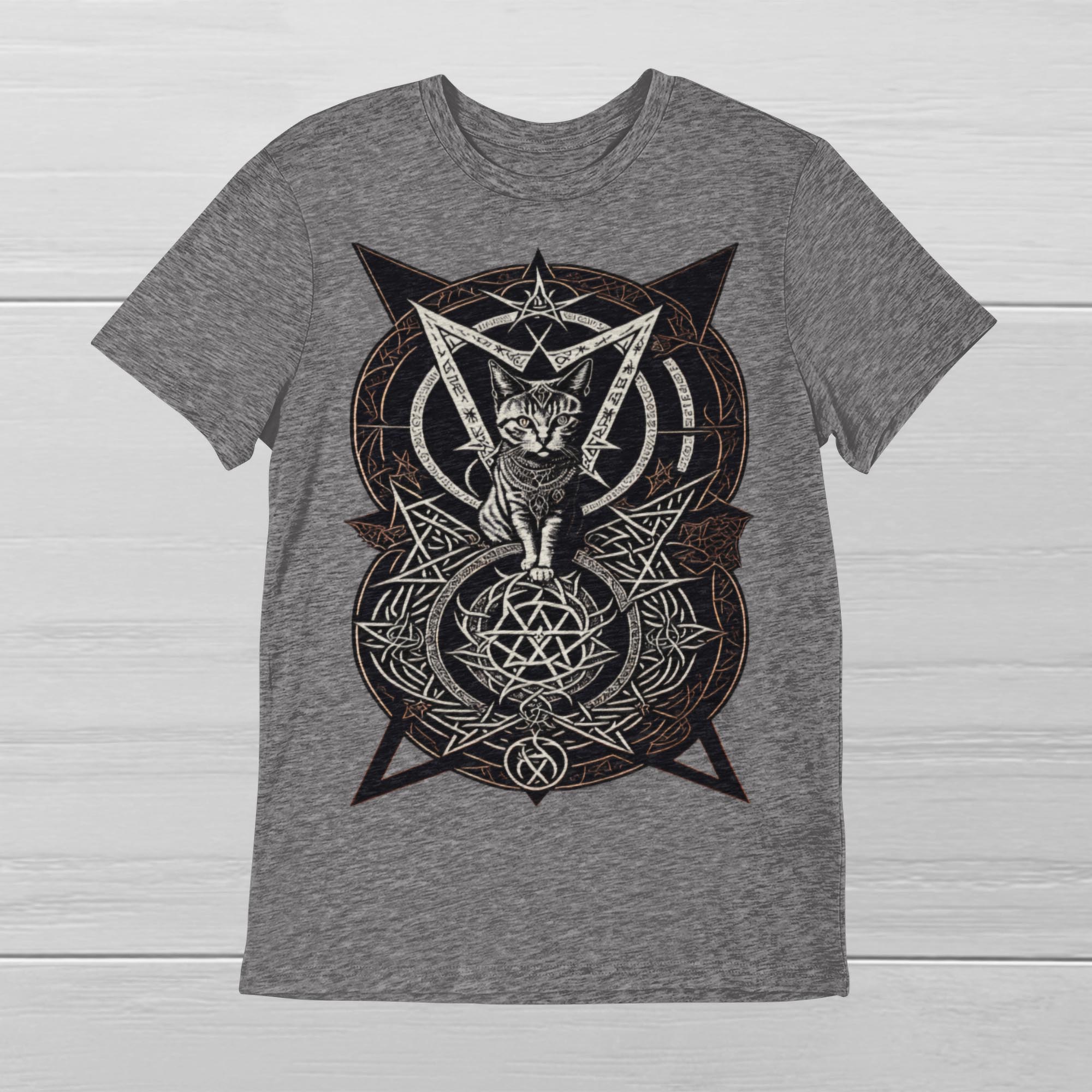 T-Shirts Satanic Cat Named Whiskers | Maybe Today Satan! | Church of Satan, Cute Occult Graphic Art T-shirt