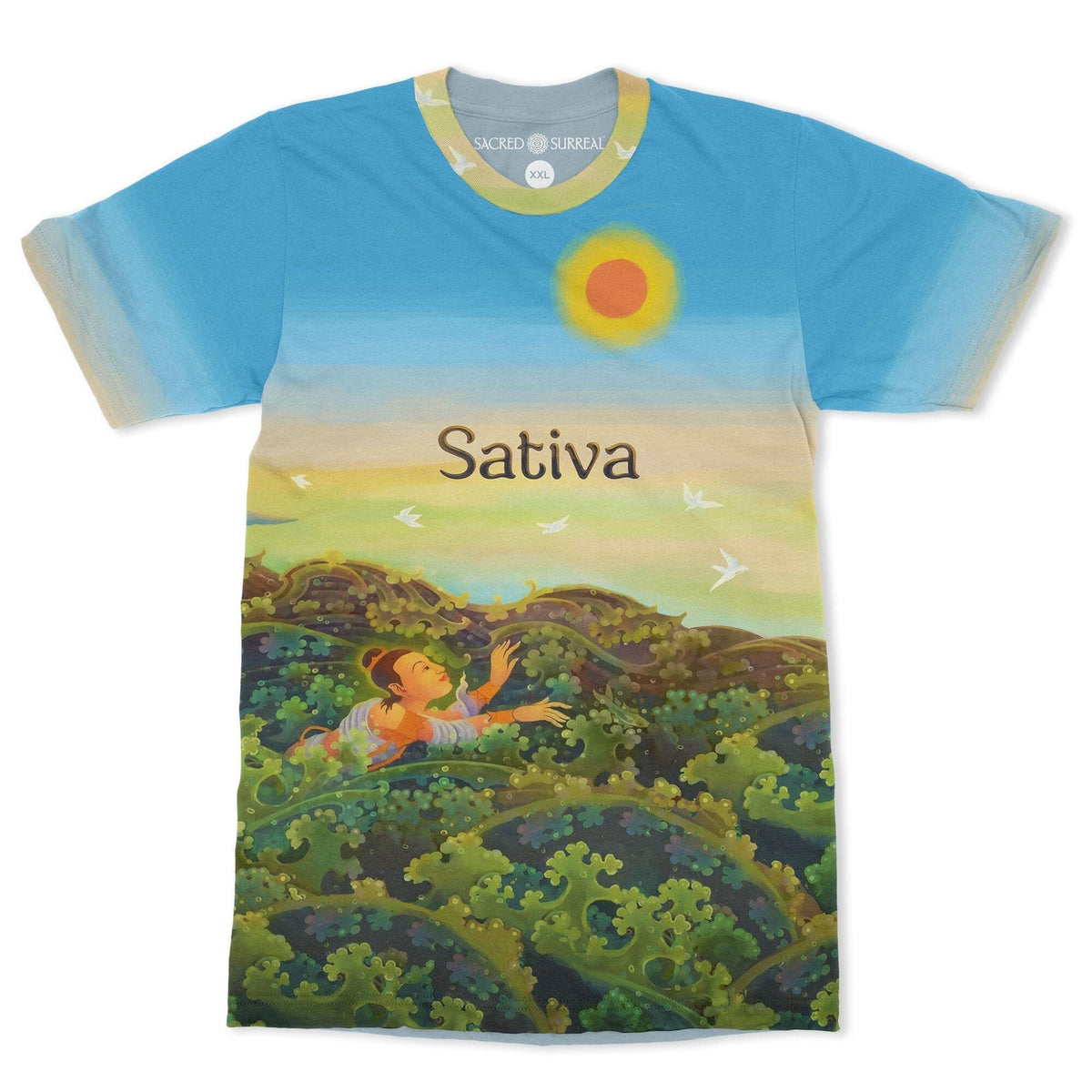 AOP T-Shirt Sativa Bodhisattva Kundalini Cannabis Buddhist 420 Weed Herb Ganja Zen Trippy T-Shirt