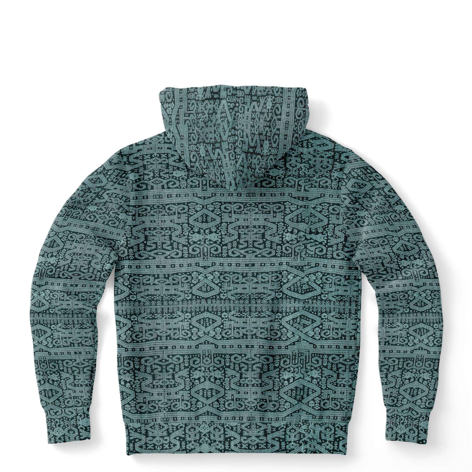 Sea Foam Ikat Hoodie, Inspired by Bali Indonesian Batiks, Kuba Cloth, Kilim | Tribal Boho Vintage Pullover Hoodie