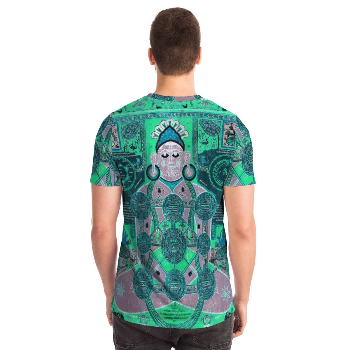 Seated Jain Deity | Antique Tibetan Cosmology Altar Image | Vintage Modern Remix Graphic Art T-Shirt