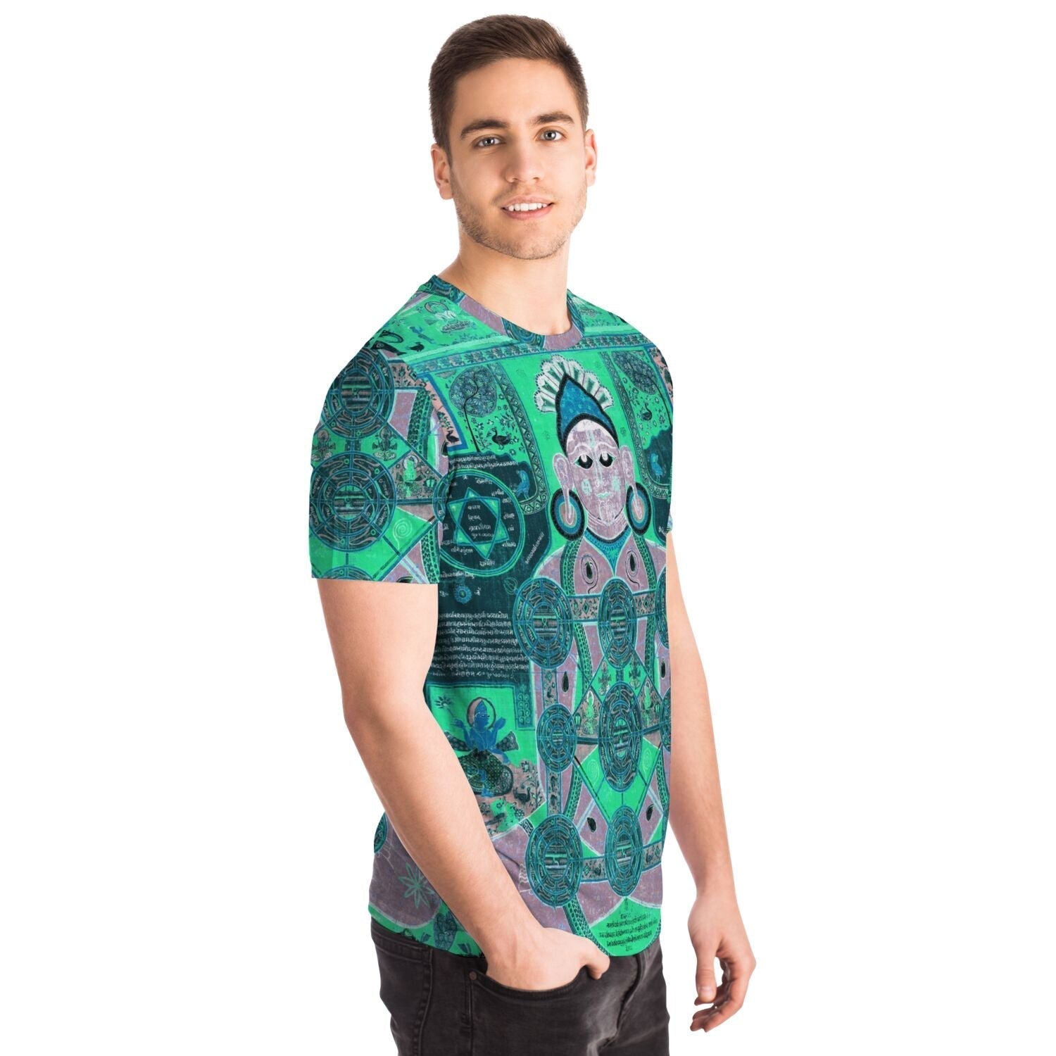 Seated Jain Deity | Antique Tibetan Cosmology Altar Image | Vintage Modern Remix Graphic Art T-Shirt