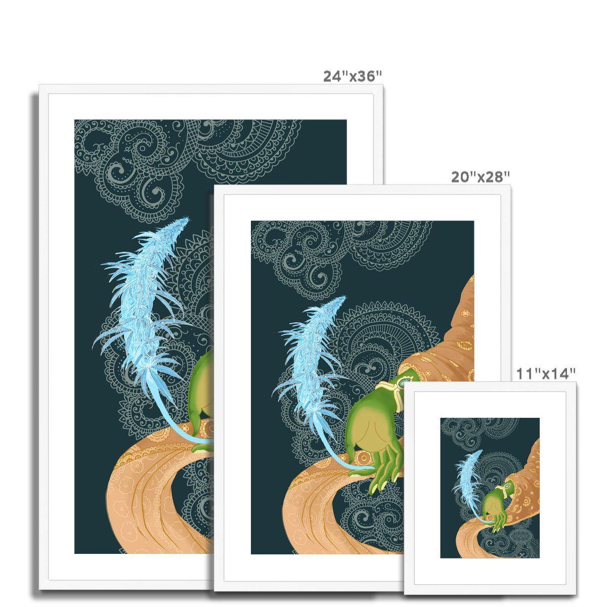 Sensimilla Mudra | Sacred Wall Art | Trippy Marijuana Wall Decor | Colorful Cannabis Lover 420 Gift | Weed Wall Art, Framed Art Print