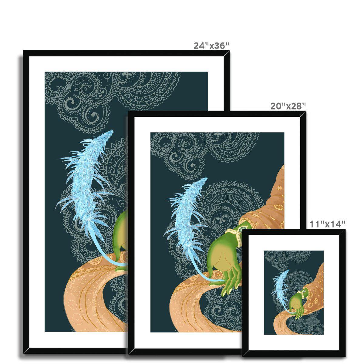 Sensimilla Mudra | Sacred Wall Art | Trippy Marijuana Wall Decor | Colorful Cannabis Lover 420 Gift | Weed Wall Art, Framed Art Print