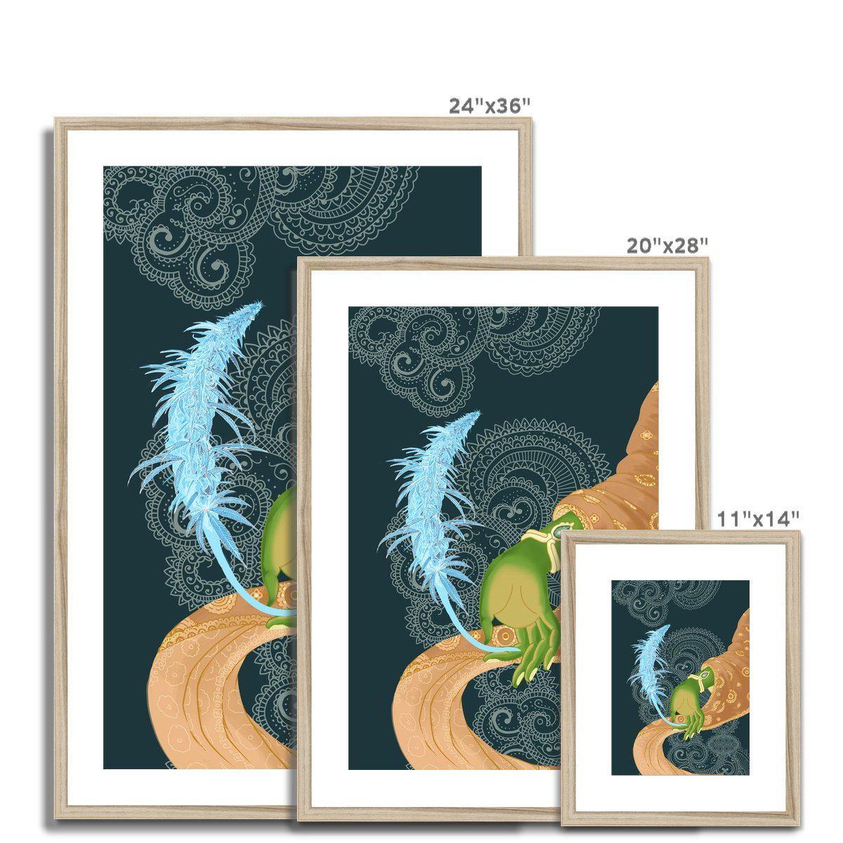 Sensimilla Mudra | Sacred Wall Art | Trippy Marijuana Wall Decor | Colorful Cannabis Lover 420 Gift | Weed Wall Art, Framed Art Print