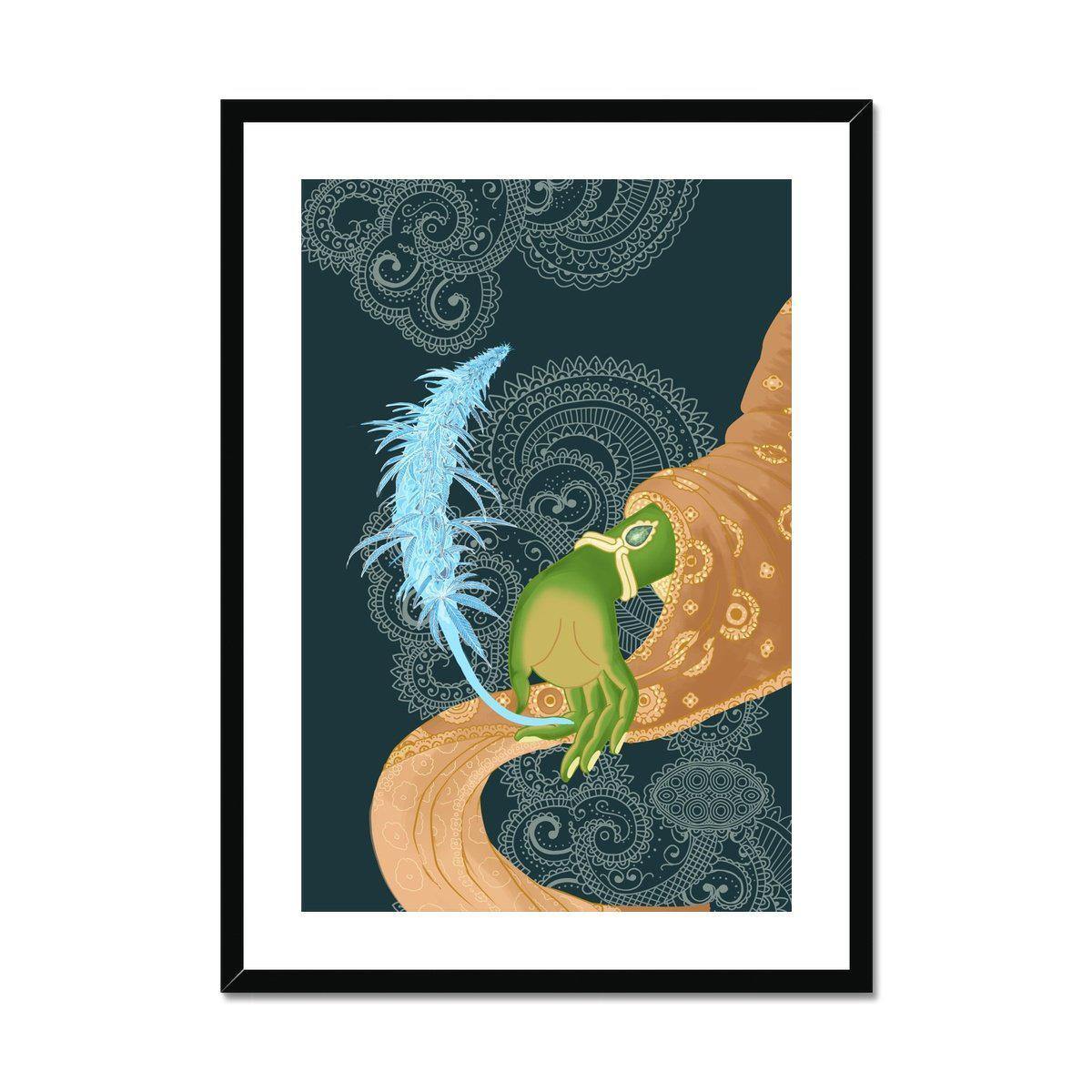 Sensimilla Mudra | Sacred Wall Art | Trippy Marijuana Wall Decor | Colorful Cannabis Lover 420 Gift | Weed Wall Art, Framed Art Print