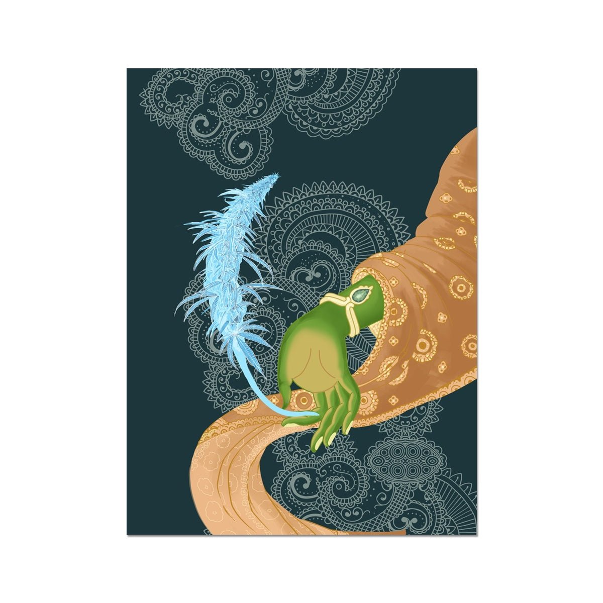 Sensimilla Mudra | Trippy Wall Art | Sacred Marijuana Wall Decor | Colorful Cannabis Buddha 420 Gift | Weed Wall Art, Fine Art Print