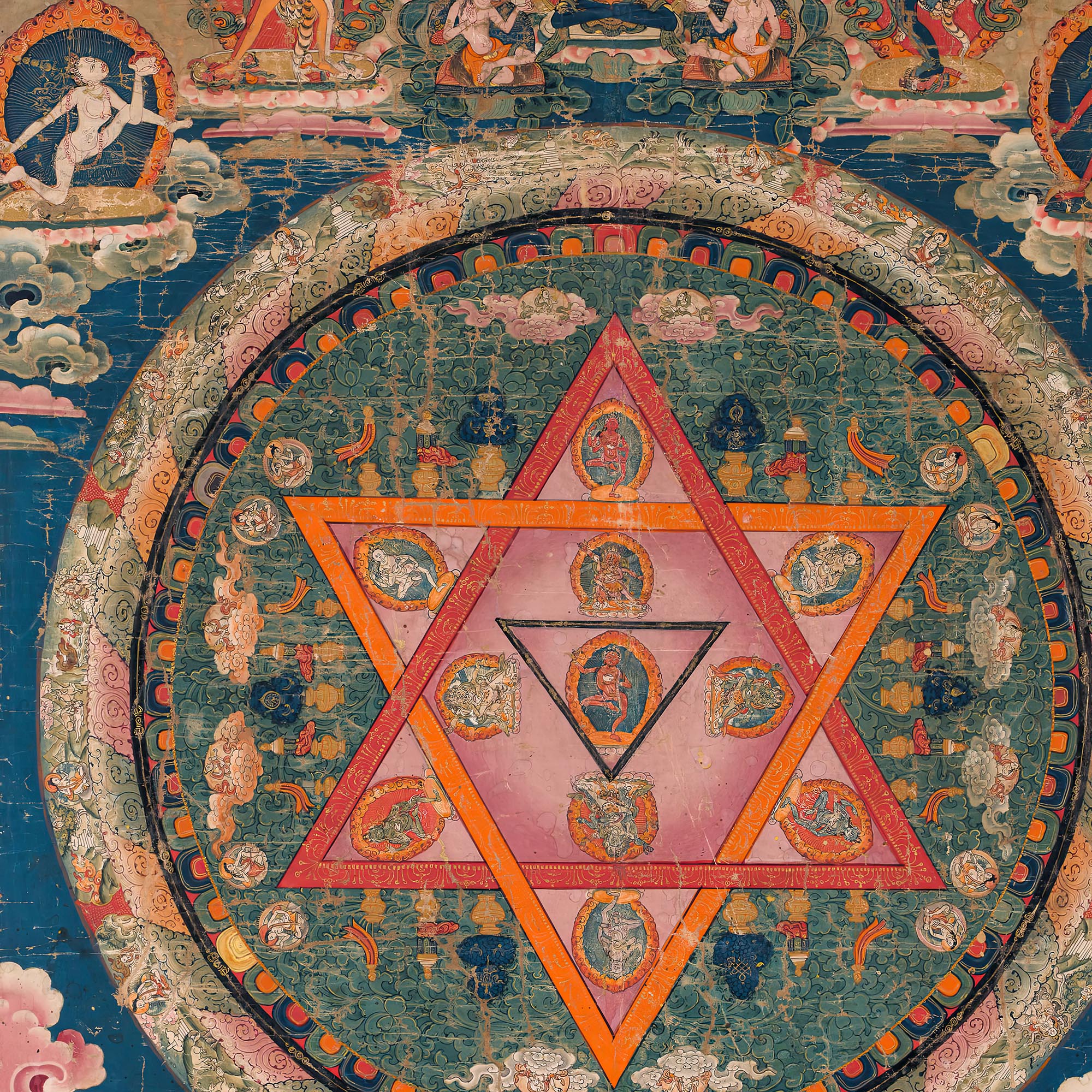 T-shirt XS Shatkona Mandala, Hindu & Buddhist Sacred Geometry | Divine Feminine, Star of David Energy | Jewbu Graphic Art T-Shirt