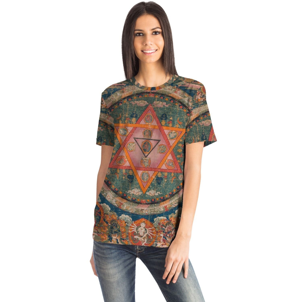 Shatkona Mandala, Hindu & Buddhist Sacred Geometry | Divine Feminine, Star of David Energy | Jewbu Graphic Art T-Shirt
