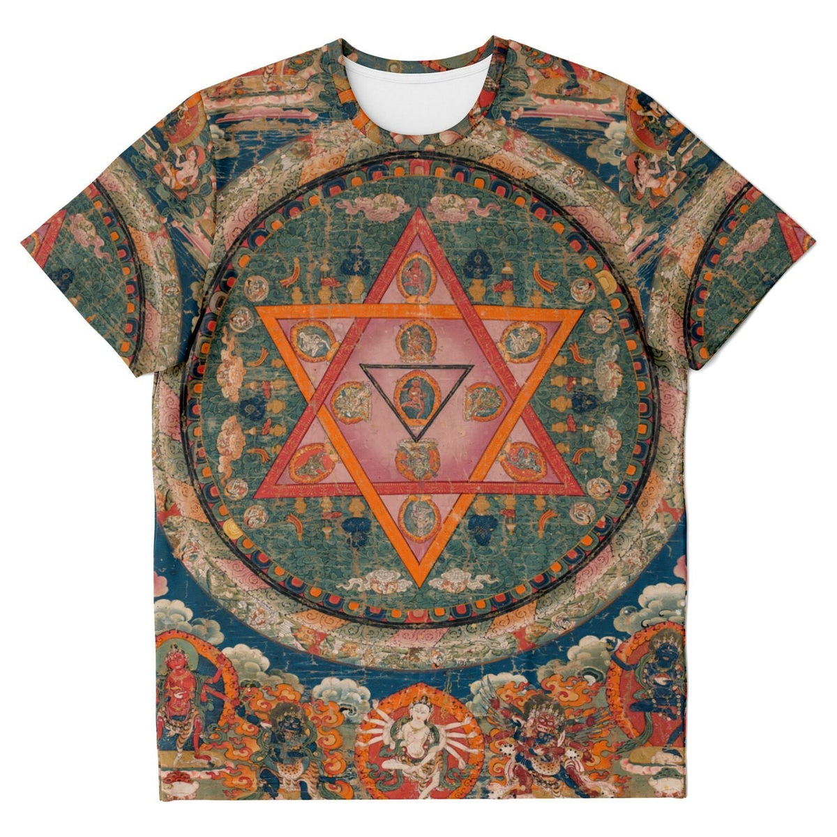 T-shirt XS Shatkona Mandala, Hindu &amp; Buddhist Sacred Geometry | Divine Feminine, Star of David Energy | Jewbu Graphic Art T-Shirt