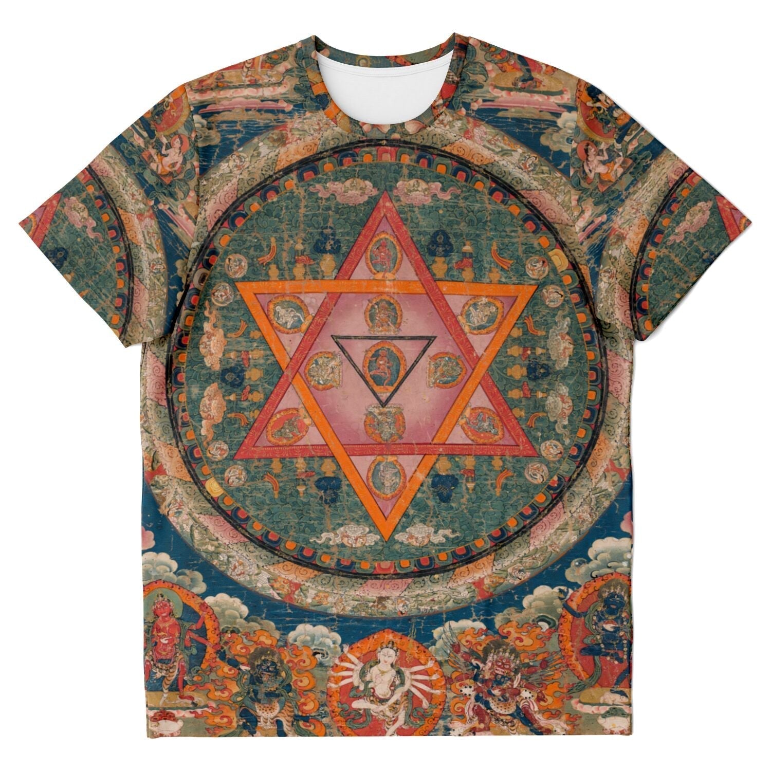 T-shirt XS Shatkona Mandala, Hindu & Buddhist Sacred Geometry | Divine Feminine, Star of David Energy | Jewbu Graphic Art T-Shirt