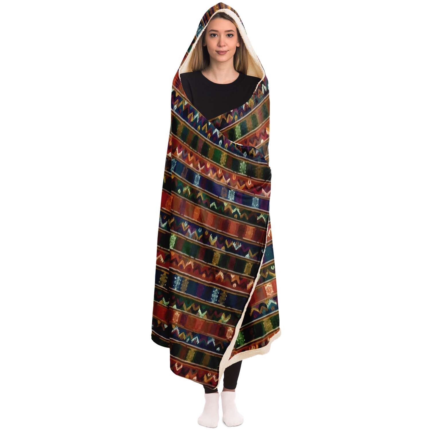 Sherpa Hooded Blanket, Kira Bhutan Traditional Design